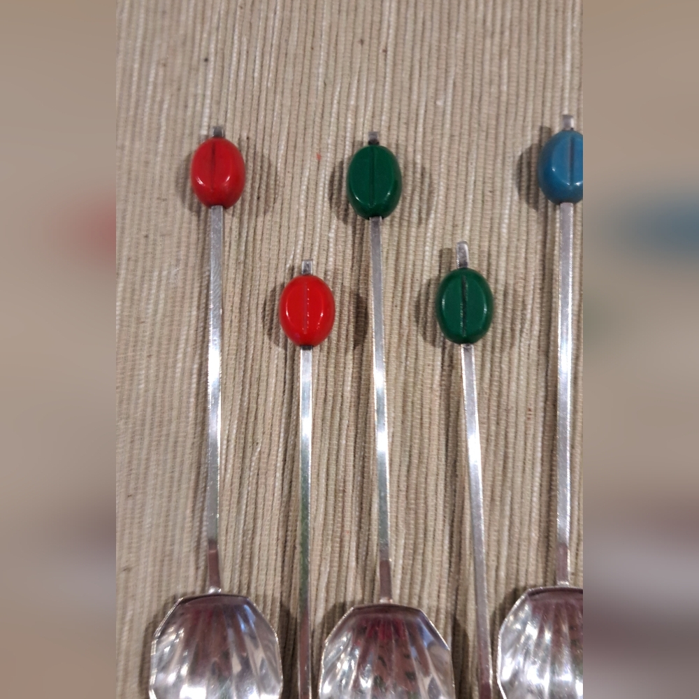 Art Deco Coffee Bean Demitasse Spoons. A Set of 11. Marked EPNS - Picture 4 of 7